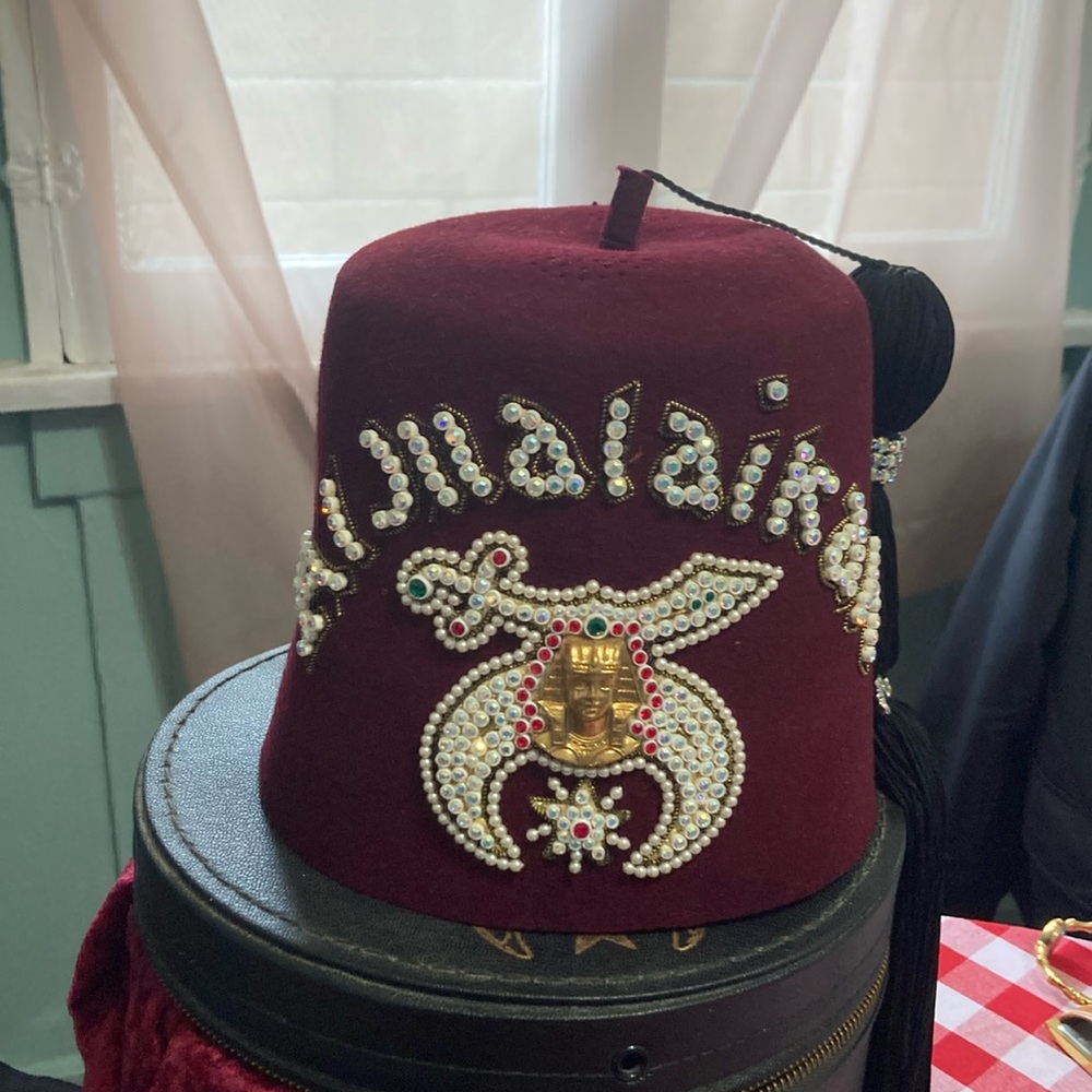 Authentic Vintage  Masonic Original Bejeweled Aljualaikah Fez Shriners. Vintage